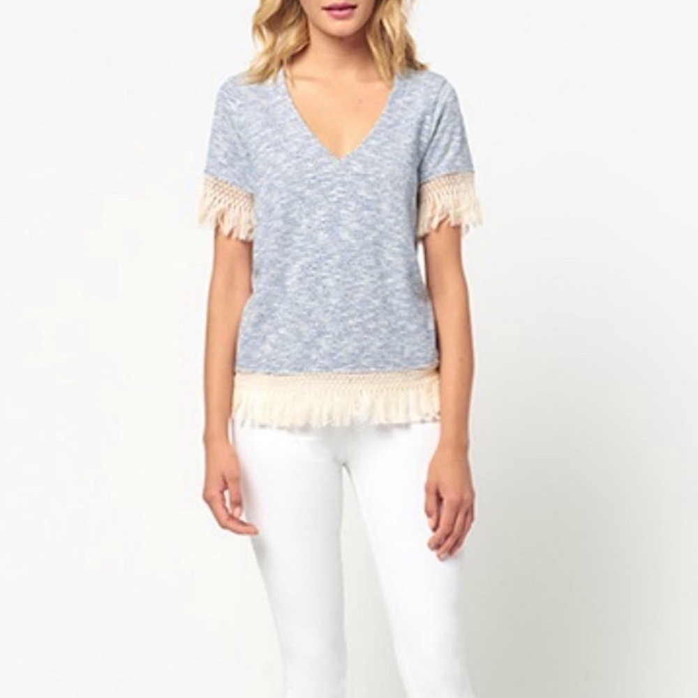 MAVEN WEST Fringe Striped Top